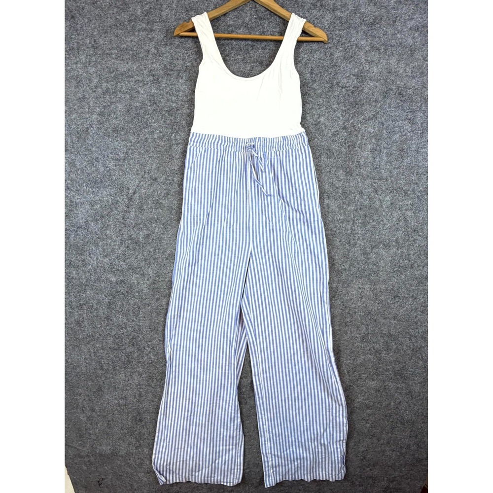 Derek Heart Jumpsuit Womens Medium White Blue Beachy Boating Summery Festival
